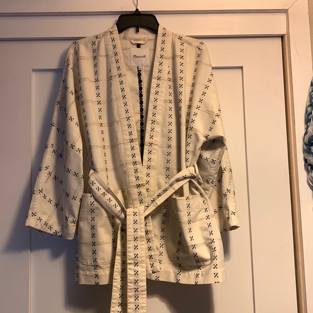 Jacquard wrap kimono